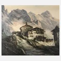 Heinz Münnich, Bergdorf in den Alpen, Öl auf Leinwand