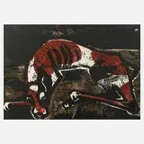 Heinz Tetzner, "Kranke Dogge", Farbholzschnitt