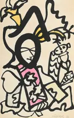 Charles Lapicque, L'heure espagnole, 1971, encre et aquarelle sur papier