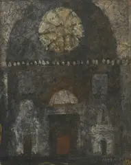 Zoran Mušič, Intérieur de cathédrale, 1984, gouache et aquarelle sur papier