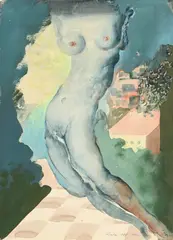 Ljubomir Popović, Corps nu féminin, 1985, gouache et aquarelle sur papier