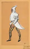 Yves Brayer, Maquettes de costumes pour le ballet Joan Zarissa, 5 gouaches sur papier calque