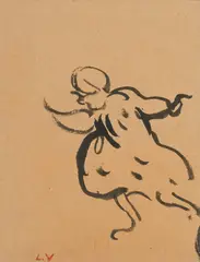 Louis Valtat, Fillette courant, encre de Chine sur papier