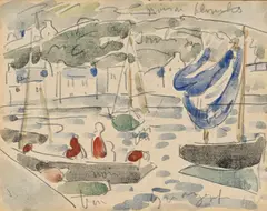 Louis Valtat, Voiliers au port, c. 1930, aquarelle et crayon de graphite sur papier