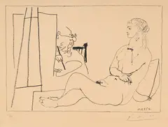 Pablo Picasso, Le modèle étendu, 1968, lithographie