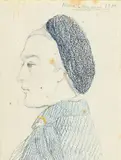 Marie Laurencin, Portrait de femme, 1940, crayon de graphite et crayon de couleur sur papier