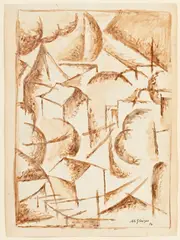 Albert Gleizes, Paysage cubiste, 1914, encre et lavis sur papier