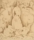 Jean Emile Laboureur, La fille aux oies, encre sur papier