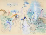 Raoul Dufy, Les jetées de Trouville-Deauville, 1982, aquarelle, gouache et crayon de graphite sur papier