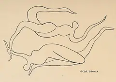 Victor Brauner, Silhouettes, encre sur papier