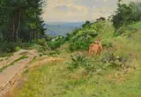 Wilhelm Trsek, Cerf à l'orée d'un bois, 1912, huile sur toile