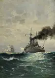 Friedrich Emil Neumann, Navire en mer, 1899, huile sur toile