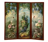 Karl Ferdinand Hürten, Nature morte aux fleurs, 1897, huiles sur toile en triptyque monté en paravent