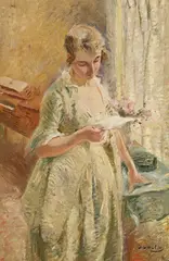 Otto Vautier, La lettre, huile sur toile