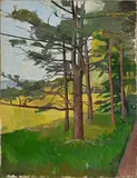 William Muller, L'orée du chemin, huile sur toile