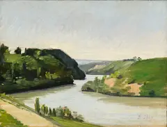 Daniel Ihly, Paysage au bord de l’eau, huile sur toile