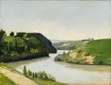 Daniel Ihly, Paysage au bord de l’eau, huile sur toile