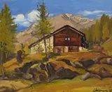 Louis Henri Salzmann, Chalet de montagne, 1937, huile sur toile