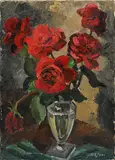Stéphanie Caroline Guerzoni, Bouquet de roses, huile sur toile