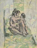 Hans Erni, Mère et enfant, lithographie