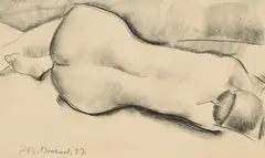 Rodolphe-Théophile Bosshard, Nu de dos, 1922, fusain sur papier