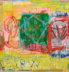 Antonio de Pascale, Senza titolo, 1987, technique mixte sur papier marouflé sur toile