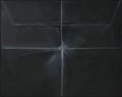 Renée Niklan, Enveloppe noire, 2004, huile sur carton entoilé