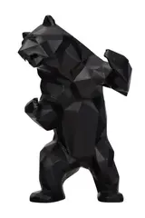 Richard Orlinski, Ours debout, sculpture en polyrésine noir mat
