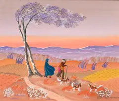 Michèle Vert-Nibet, Paysage animé par temps venteux, huile sur toile