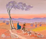 Michèle Vert-Nibet, Paysage animé par temps venteux, huile sur toile