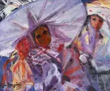 Joe Fougères, Visages vénitiens, 1988, huile sur toile