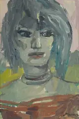 Mino Maccari, Portrait d'une jeune femme, huile sur carton entoilé