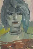 Mino Maccari, Portrait d'une jeune femme, huile sur carton entoilé