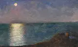 Alexandre Roubtzoff, Bord de mer au lever de lune, 1916, huile sur toile marouflée sur carton