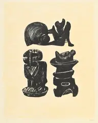 Henry Moore, 3 sculptural forms, 1973, lithographie sur papier Japon