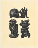 Henry Moore, 3 sculptural forms, 1973, lithographie sur papier Japon