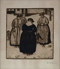 Edouard Vallet, Autour d'une tombe, eau-forte et aquatinte