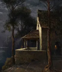 Arthur Calame, Chapelle de Kindesmörthe, lac de Lucerne, huile sur panneau