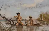 François Bocion, Baigneurs de Bellerive, 1872, huile sur papier marouflée sur carton