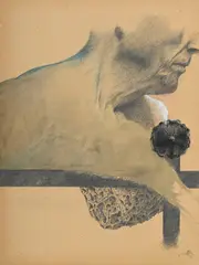 Jean Lecoultre, Portrait, 1989, technique mixte (crayon de graphite, crayon, pastel, lavis et craie blanche) sur papier