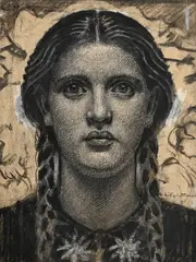 Charles l'Eplattenier, Portrait de jeune fille, fusain et craie sur papier