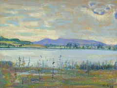 Charles l'Eplattenier, Paysage lacustre, 1938, pastel sur papier