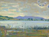 Charles l'Eplattenier, Paysage lacustre, 1938, pastel sur papier
