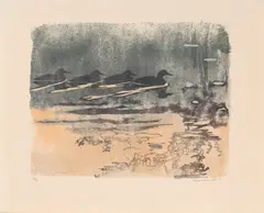Robert Hainard, Jeunes sarcelles d'été à l'aurore, bois gravé