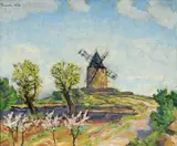 François Gos, Moulin en Provence, huile sur toile