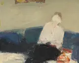 François Gay, La femme aux coussins bleus, 1970-71, huile sur toile