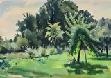 Charles Clément, Sans titre, 1935, Rencontre sur l'herbe, huile sur toile marouflée sur isorel