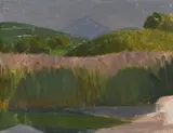 Albert Chavaz, Bord de rivière, 1962, huile sur toile marouflée sur panneau