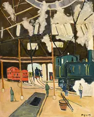 Georges Borgeaud, Rotonde de la gare de Genève en 1957, 1992, huile sur toile