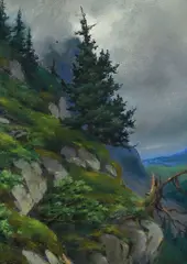 Franz Peter Birbaum, Aux approches de l’orage, Vanfluh, pastel sur papier